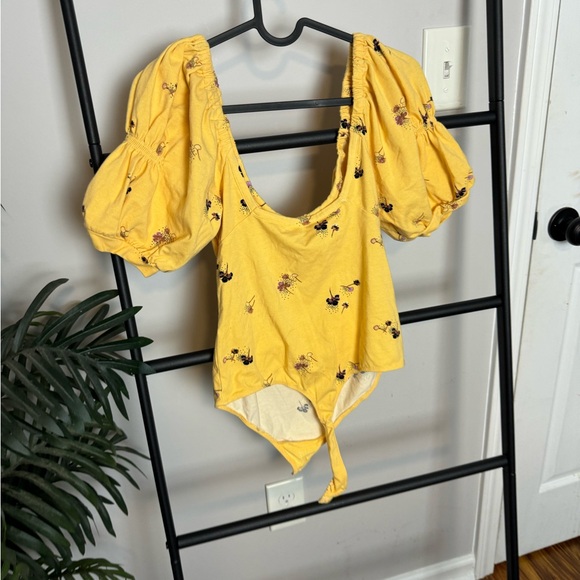 NWOT -Free People Women's Play Date Bodysuit Buttercup Retail $58 - Picture 6 of 8